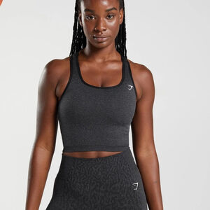 Gymshark Women's Adapt Animal Seamless Crop Tank Gray Size Large